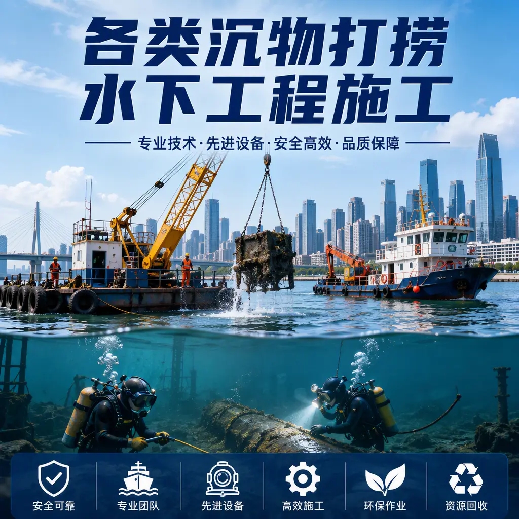 雷州各类沉物打捞,水下工程施工